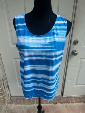 Chico's, Blue & White, Striped Tank Top, Size 1